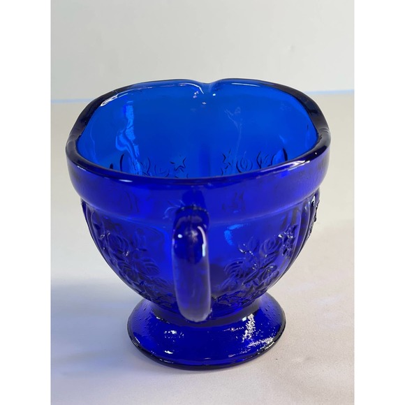 Vintage Depression Glass - Sharon Cabbage Rose Creamer in Cobalt Blue. - Picture 3 of 6